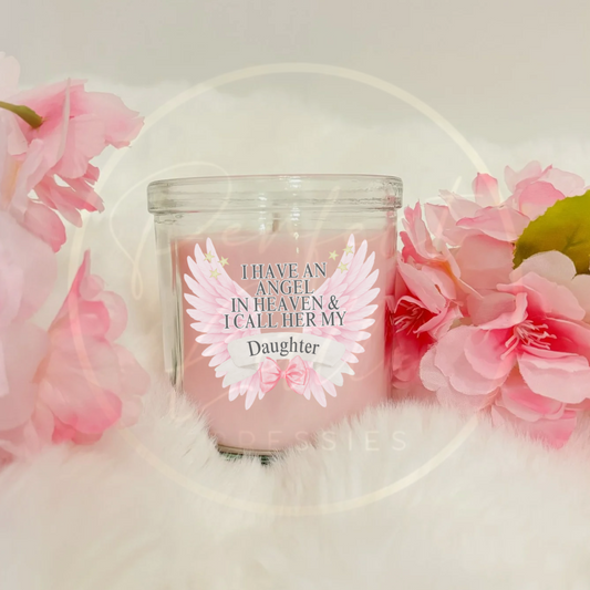 Memorial Candle - Pink Angel Wing Design