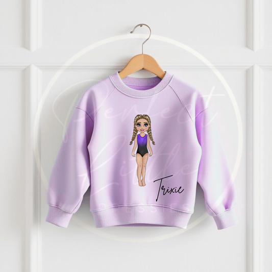 Kids Lilac Sweatshirt - Purple Dancer/Gymnast Dolly