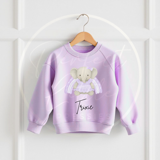 Kids Lilac Sweatshirt - Elephant Design