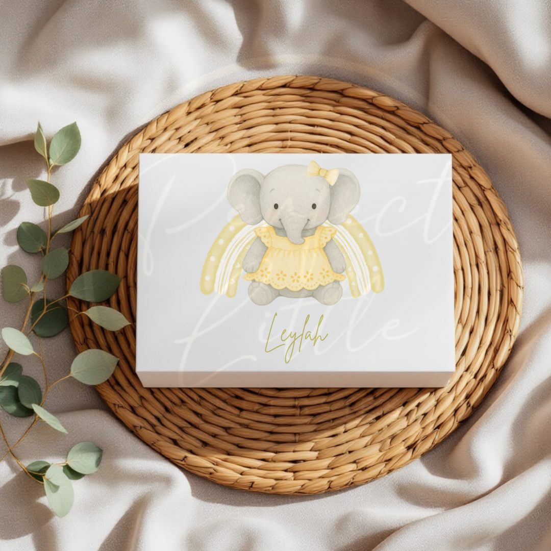 Yellow Elephant Rainbow - Keepsake Box