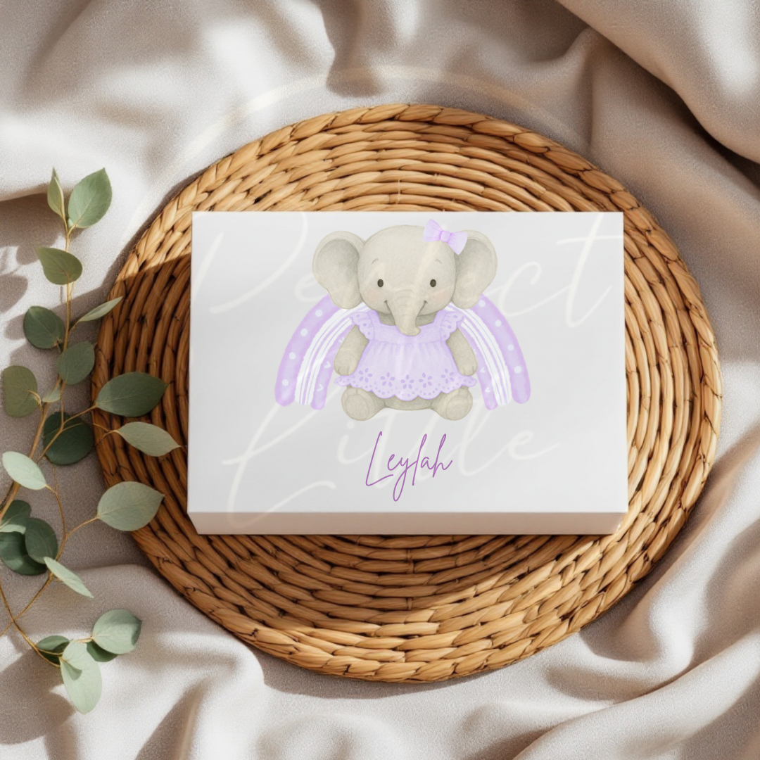 Lilac Elephant Rainbow - Keepsake Box