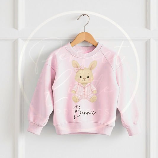 Kids Pink Sweatshirt - Bunny Pyjama Design