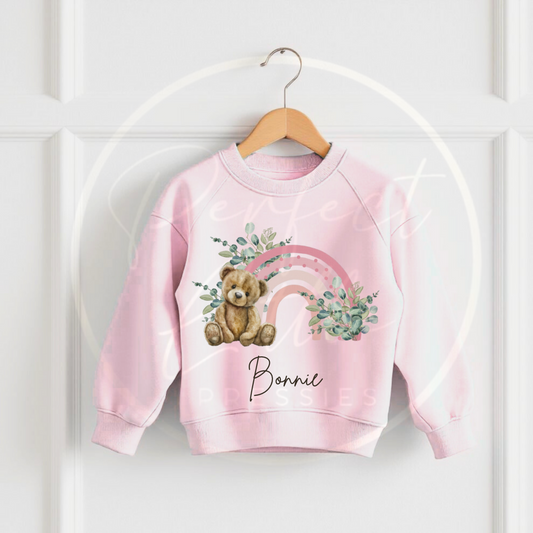 Kids Pink Sweatshirt - Pink Rainbow Design
