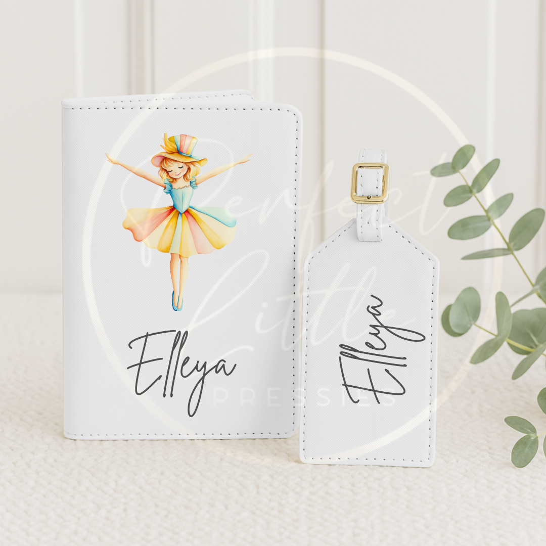 Passport Cover and Luggage Tag Set - Circus Lady Design