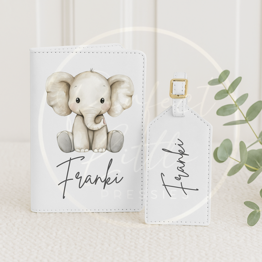 Passport Cover and Luggage Tag Set - Elephant
