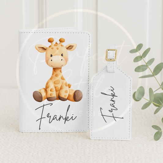 Passport Cover and Luggage Tag Set - Giraffe