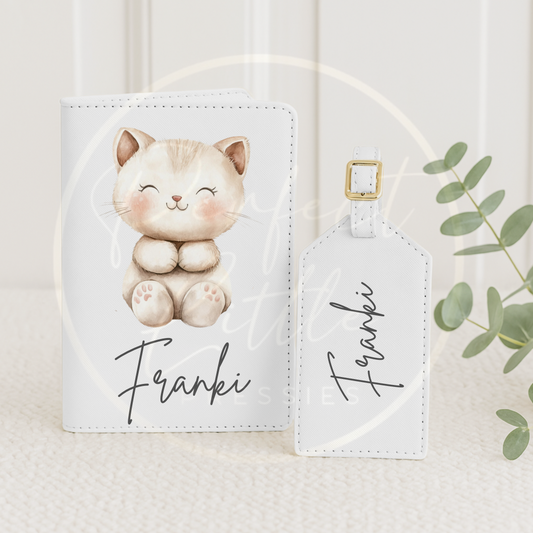 Passport Cover and Luggage Tag Set - Cat