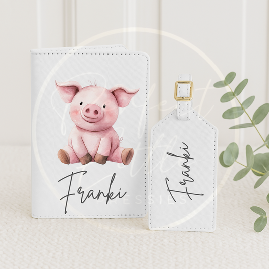 Passport Cover and Luggage Tag Set - Piggy