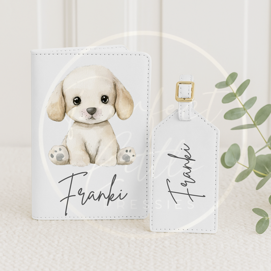 Passport Cover and Luggage Tag Set - Puppy