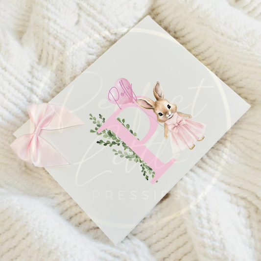 Pink Bunny Initial - Keepsake Box