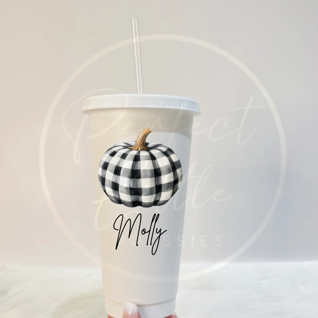 Halloween Checked Pumpkin Cold Cup 24oz