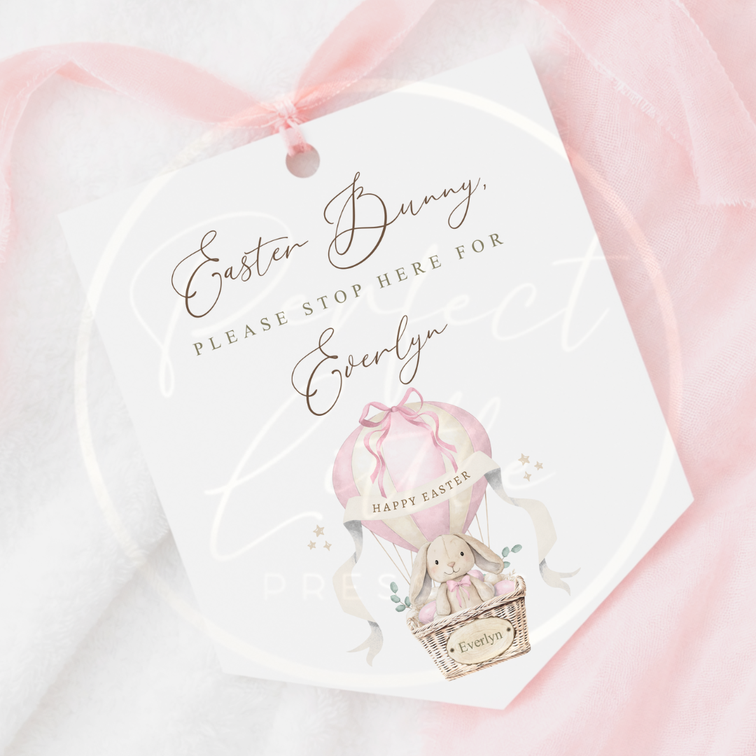 Easter - Pink Hot Air Balloon Acrylic Pendant Sign