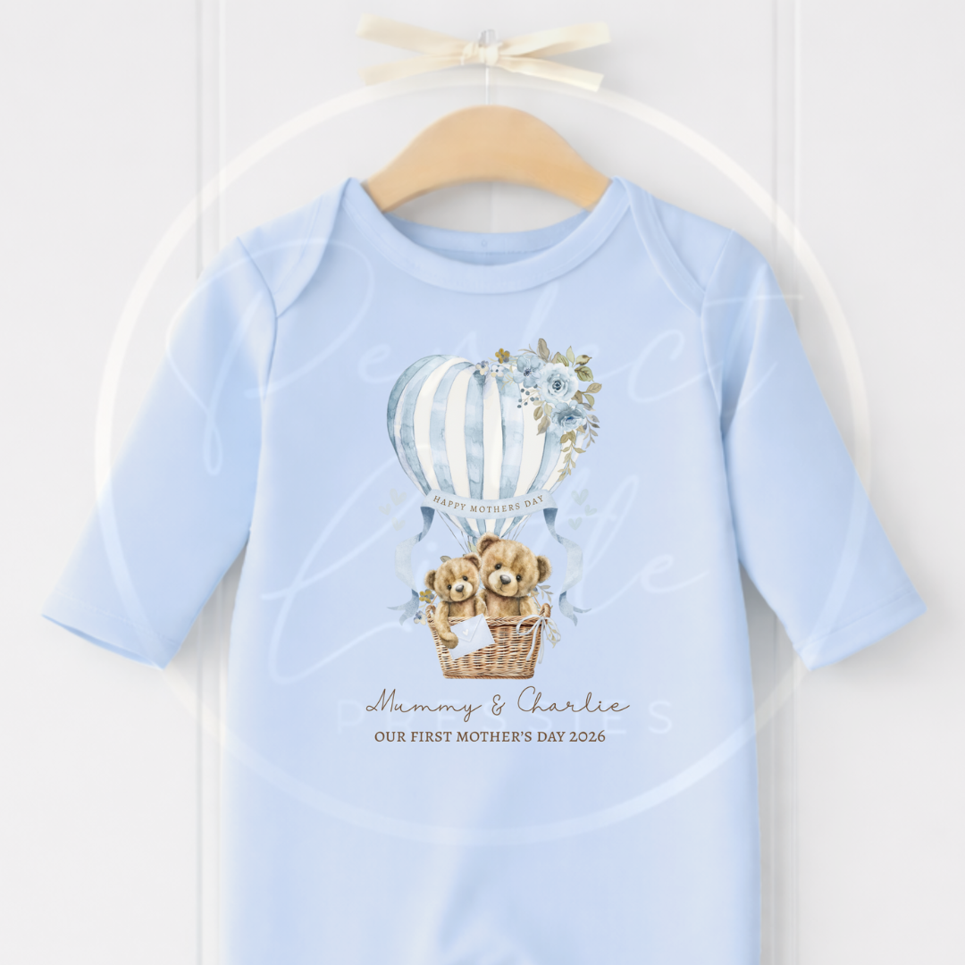 Mother's Day - Blue Hot Air Balloon Sleepsuit