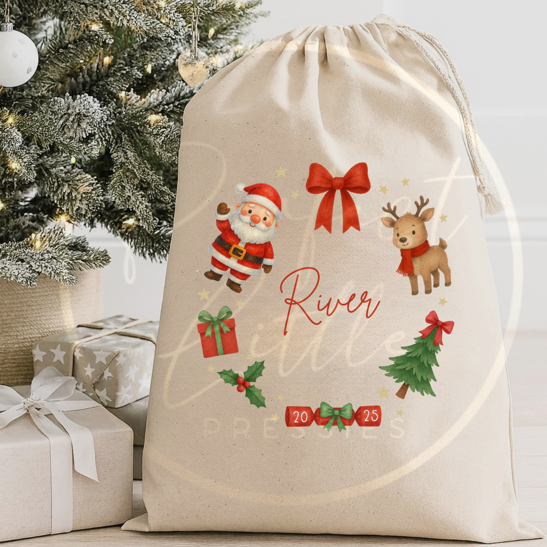 Christmas Sack - Red Friends Wreath