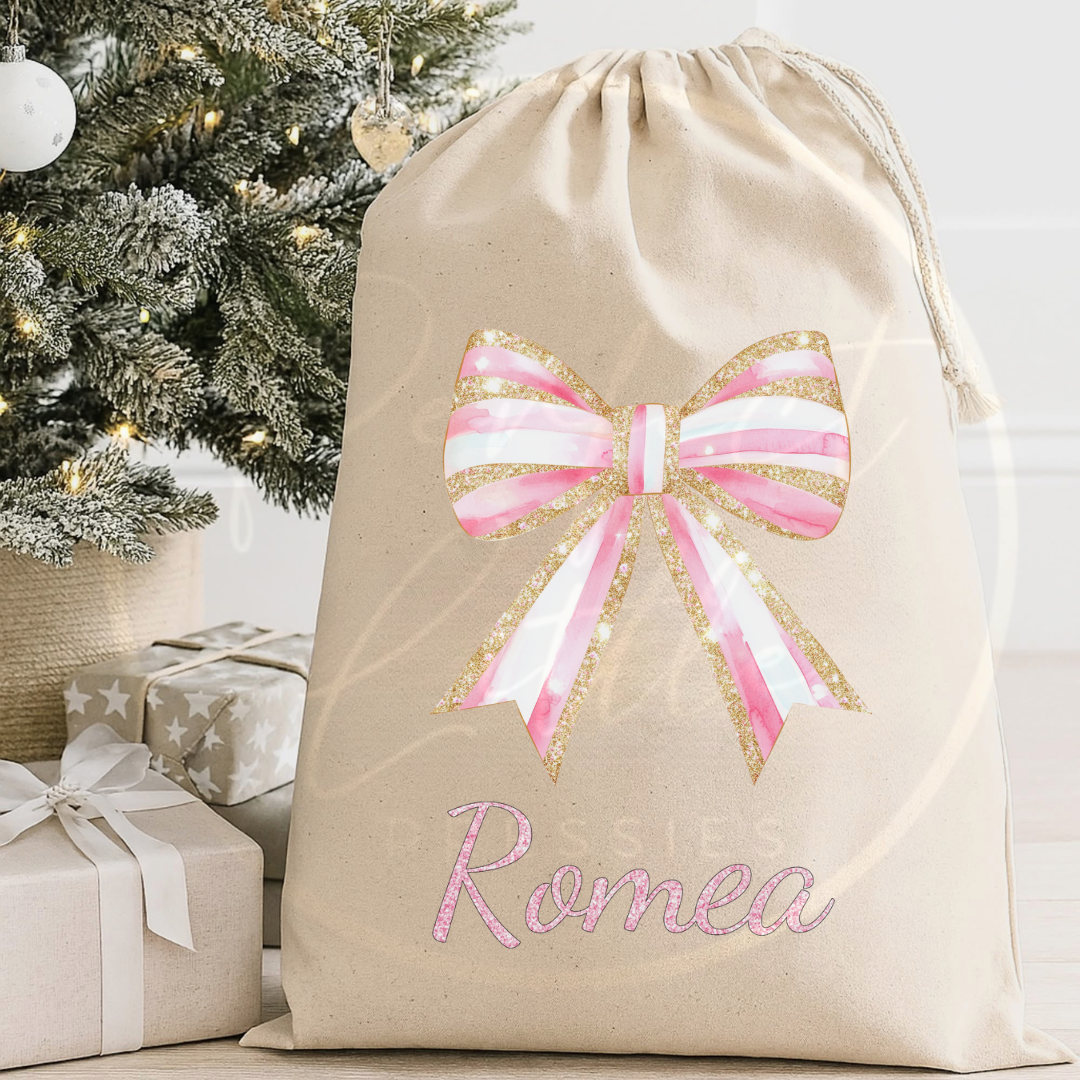 Christmas Sack - Pink Bow Design
