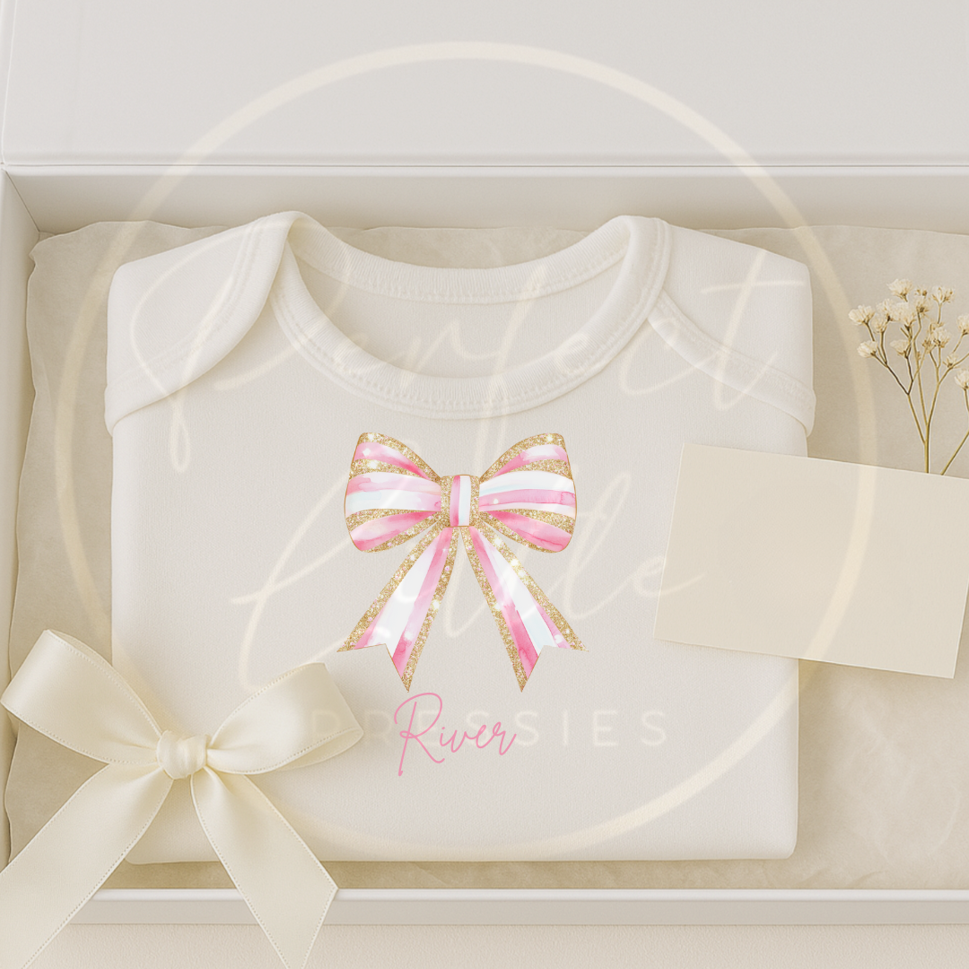 Christmas Baby Grow - Pink Glitter Bow
