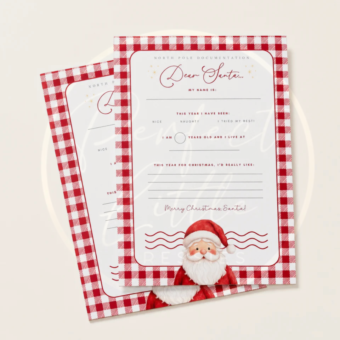 Christmas - Red Gingham Dear Santa Letter
