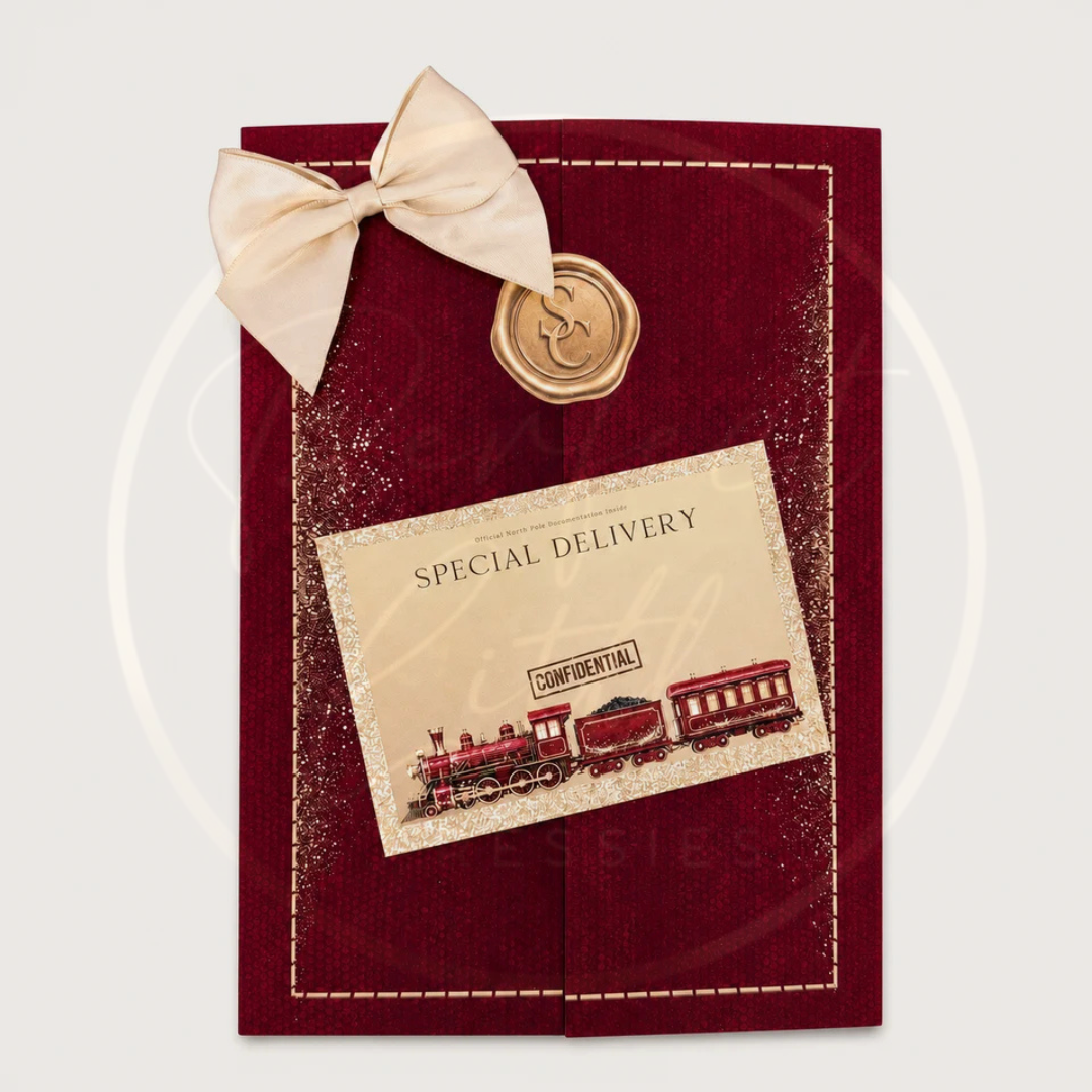 Christmas - Burgundy Express Train Document Folder