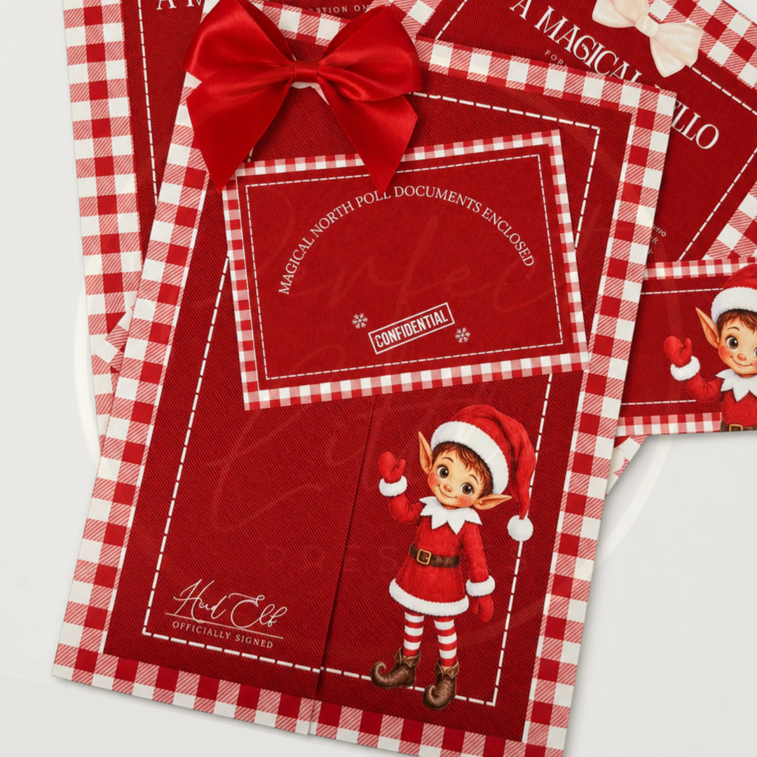Christmas - Red Gingham Elf Document Folder
