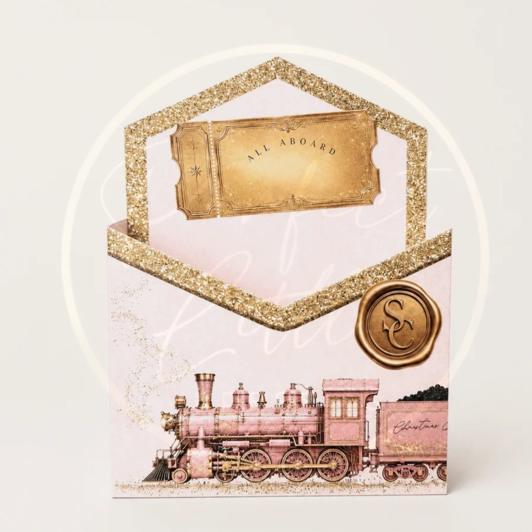 Christmas - Printed Envelope Box Pink Express Train