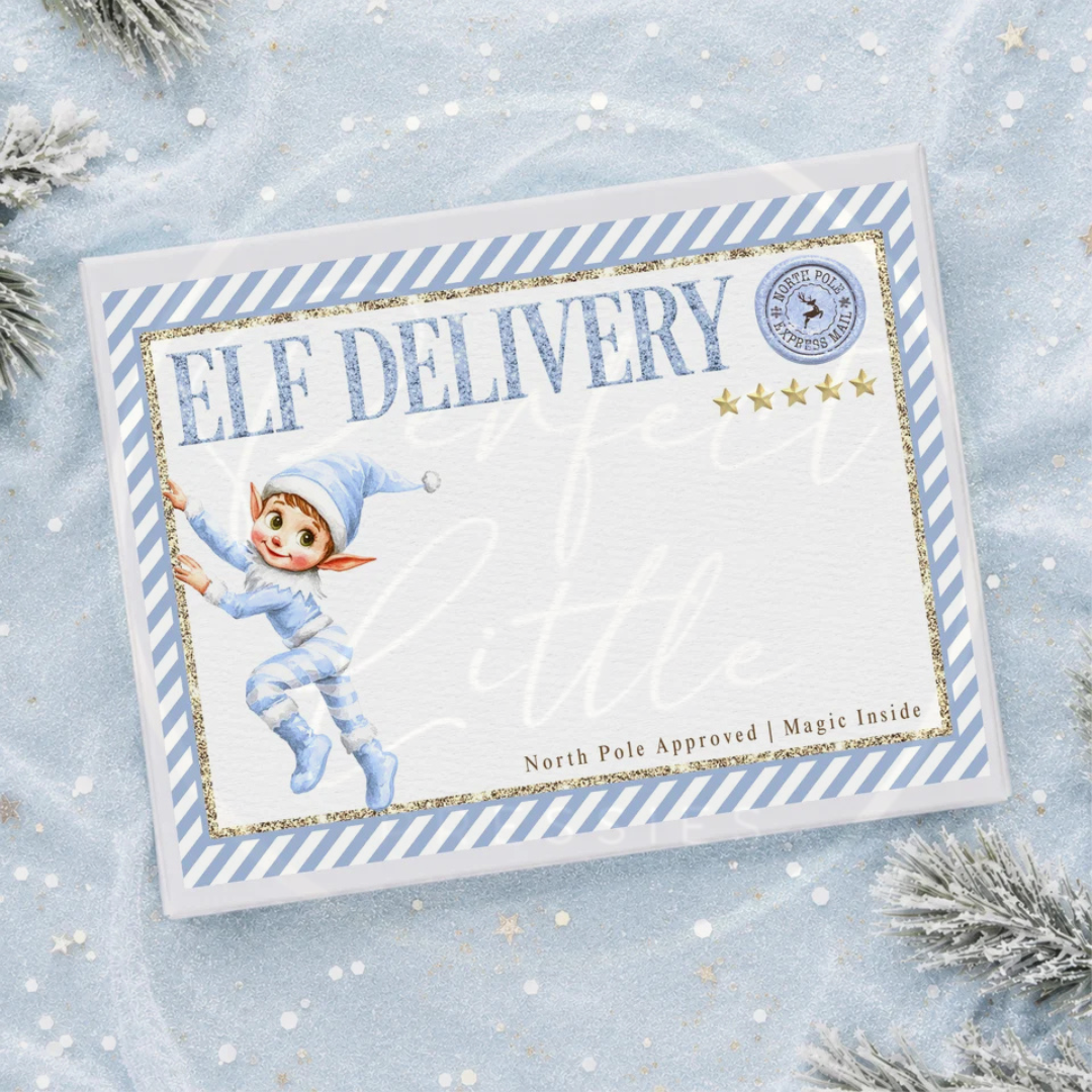 Christmas - Blue Stripe Elf Delivery Box