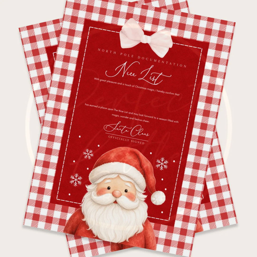 Christmas - Red Gingham Santa Nice List