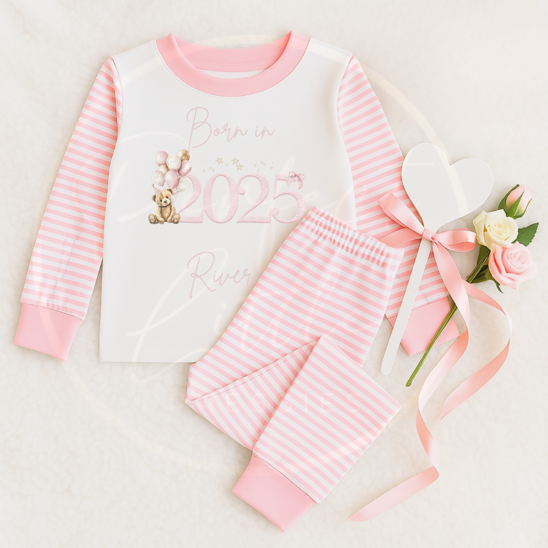 Baby Pyjamas - Pink Born In 2025 Designs (6m+)
