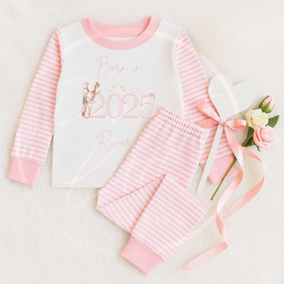 Baby Pyjamas - Pink Born In 2025 Designs (6m+)