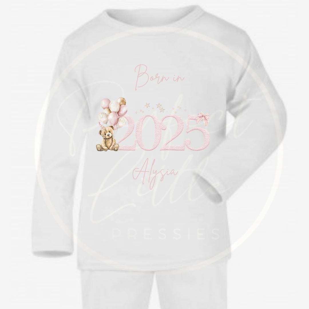 Baby Pyjamas - Pink Born In 2025 Designs