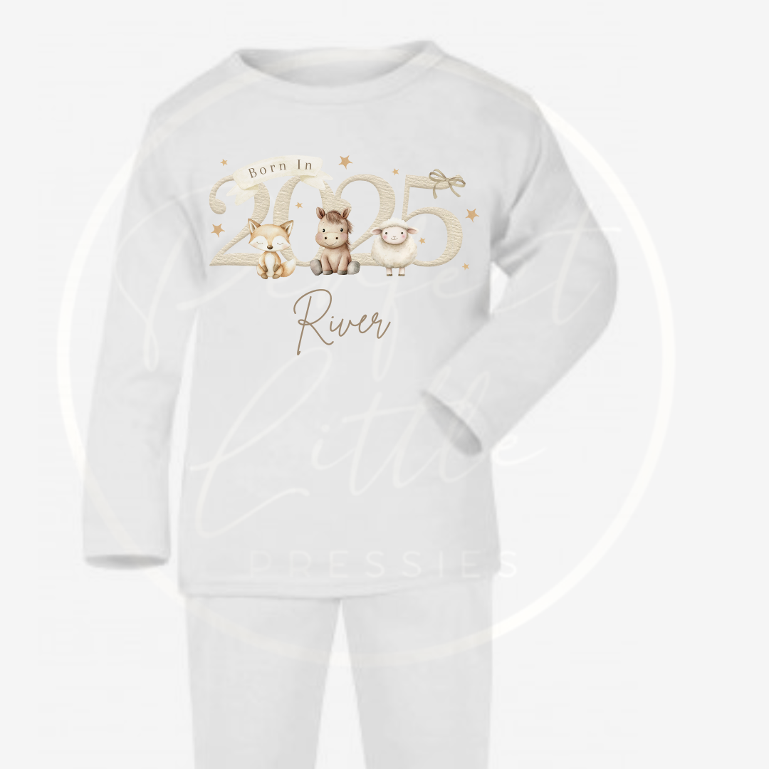 Baby Pyjamas - Beige Born In 2025 Designs