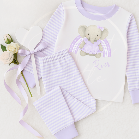 Kids Pyjamas - Lilac Elephant Rainbow