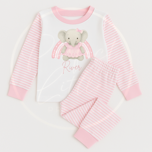 Kids Pyjamas - Pink Elephant Rainbow