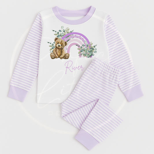 Kids Pyjamas - Lilac Rainbow Bear