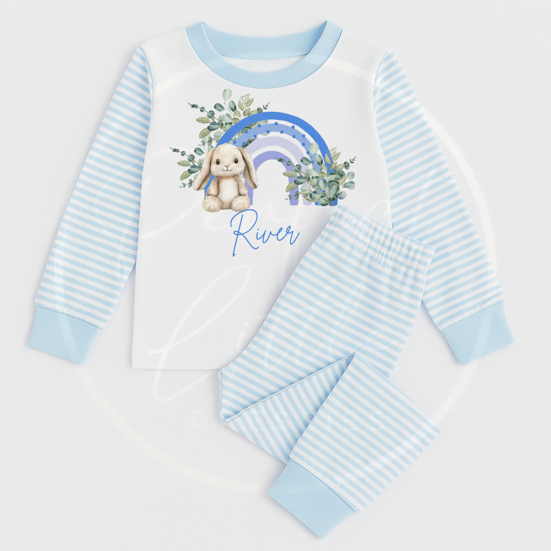 Kids Pyjamas - Blue Bunny Rainbow