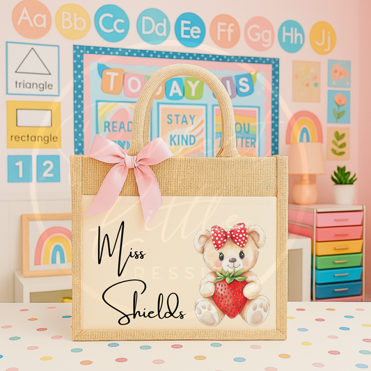 Teacher Tote Bag - Strawberry Bear