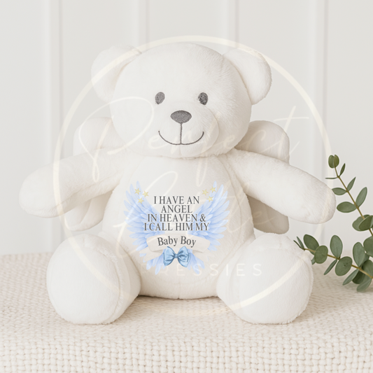 Angel Wing Memorial Teddy - Blue Design