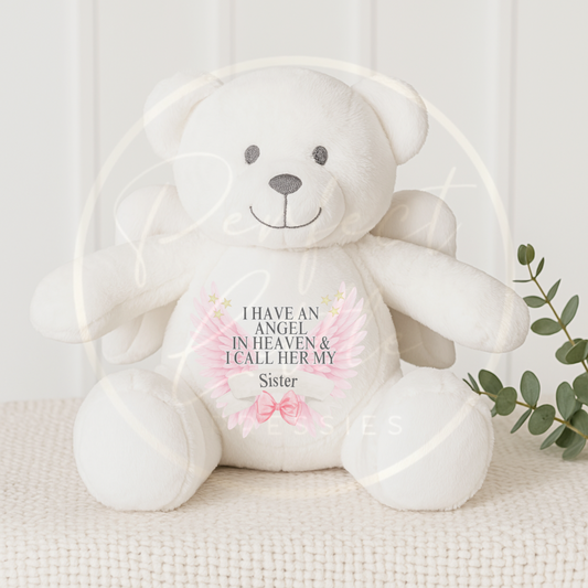Angel Wing Memorial Teddy Bear - Pink Design