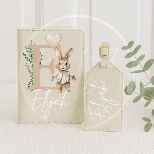 Passport Cover and Luggage Tag Set - Bunny Design Jacket