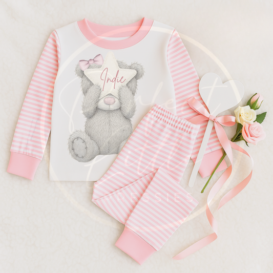 Pink Nose Grey Bear Pyjamas