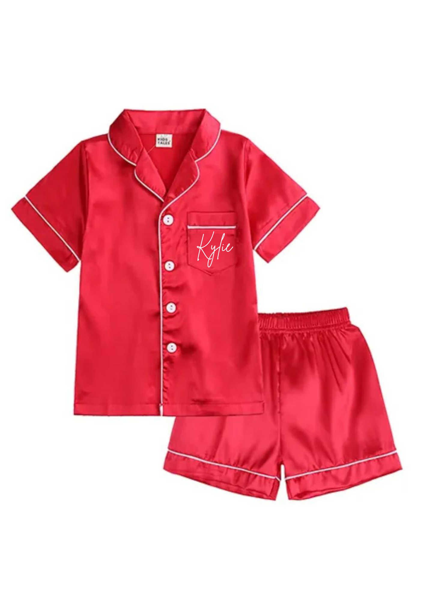 Kids Satin Pyjamas - Short Sleeved