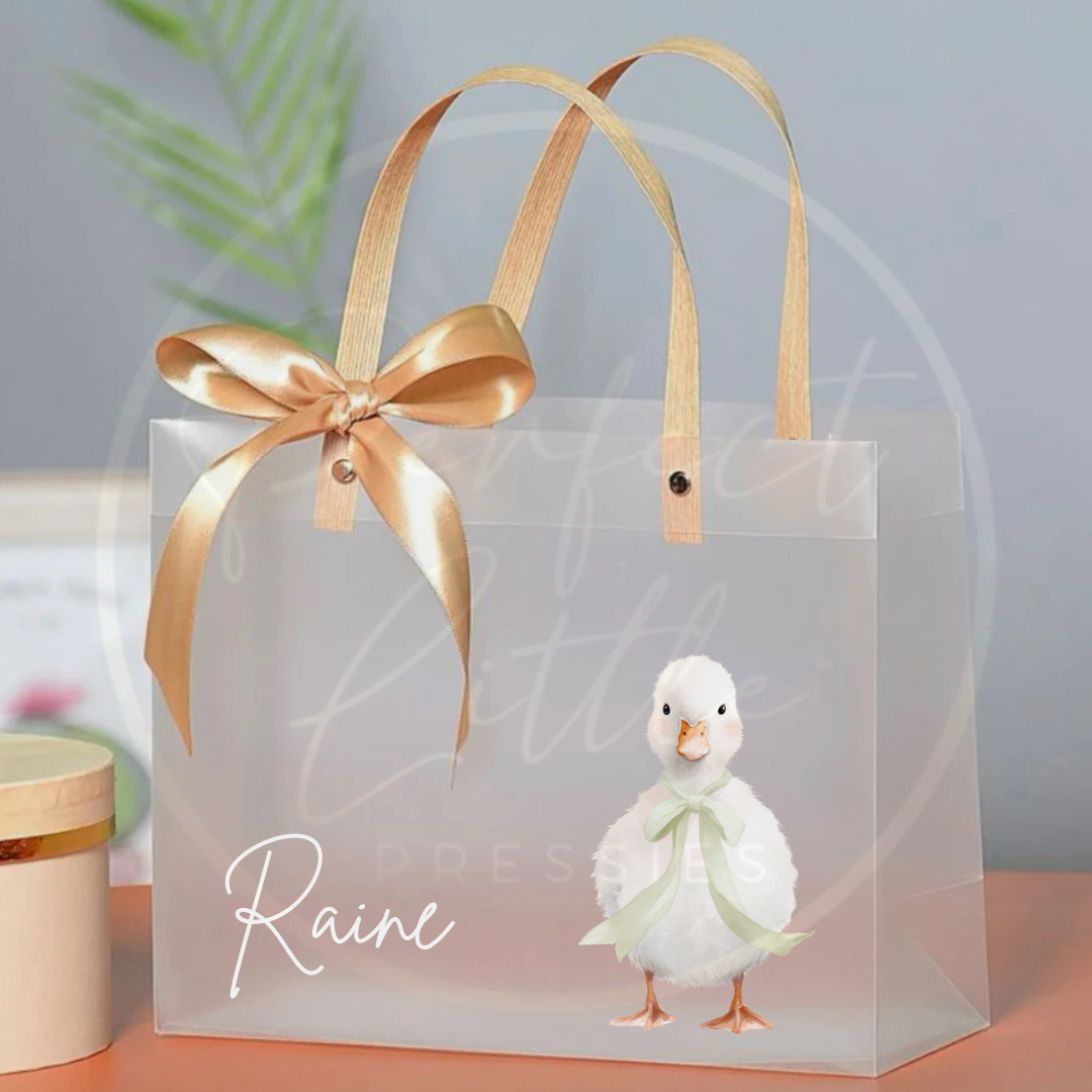 Frosted Gift Bag - Large Bow Duckling