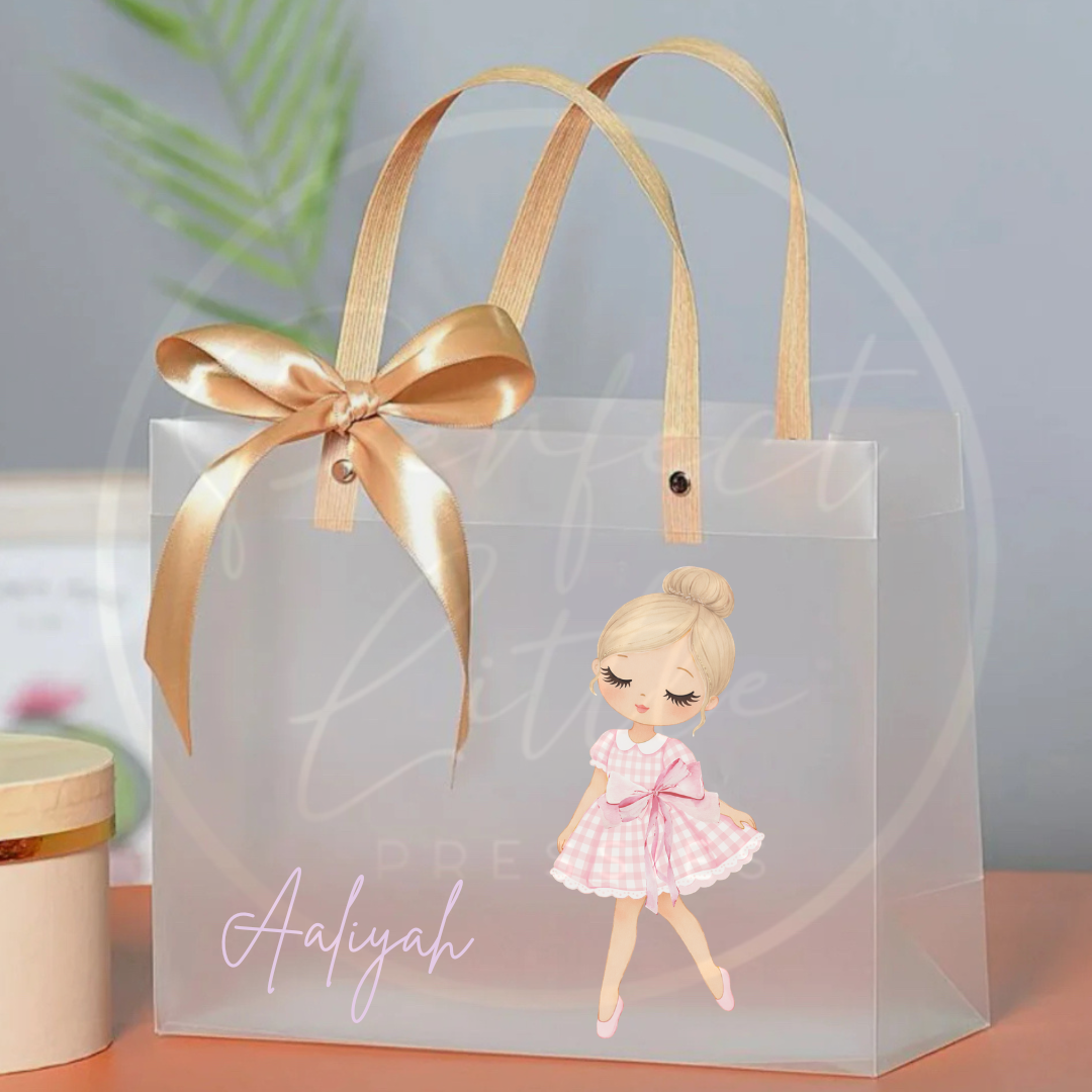 Frosted Gift Bag - Pink Gingham Dress Dolly