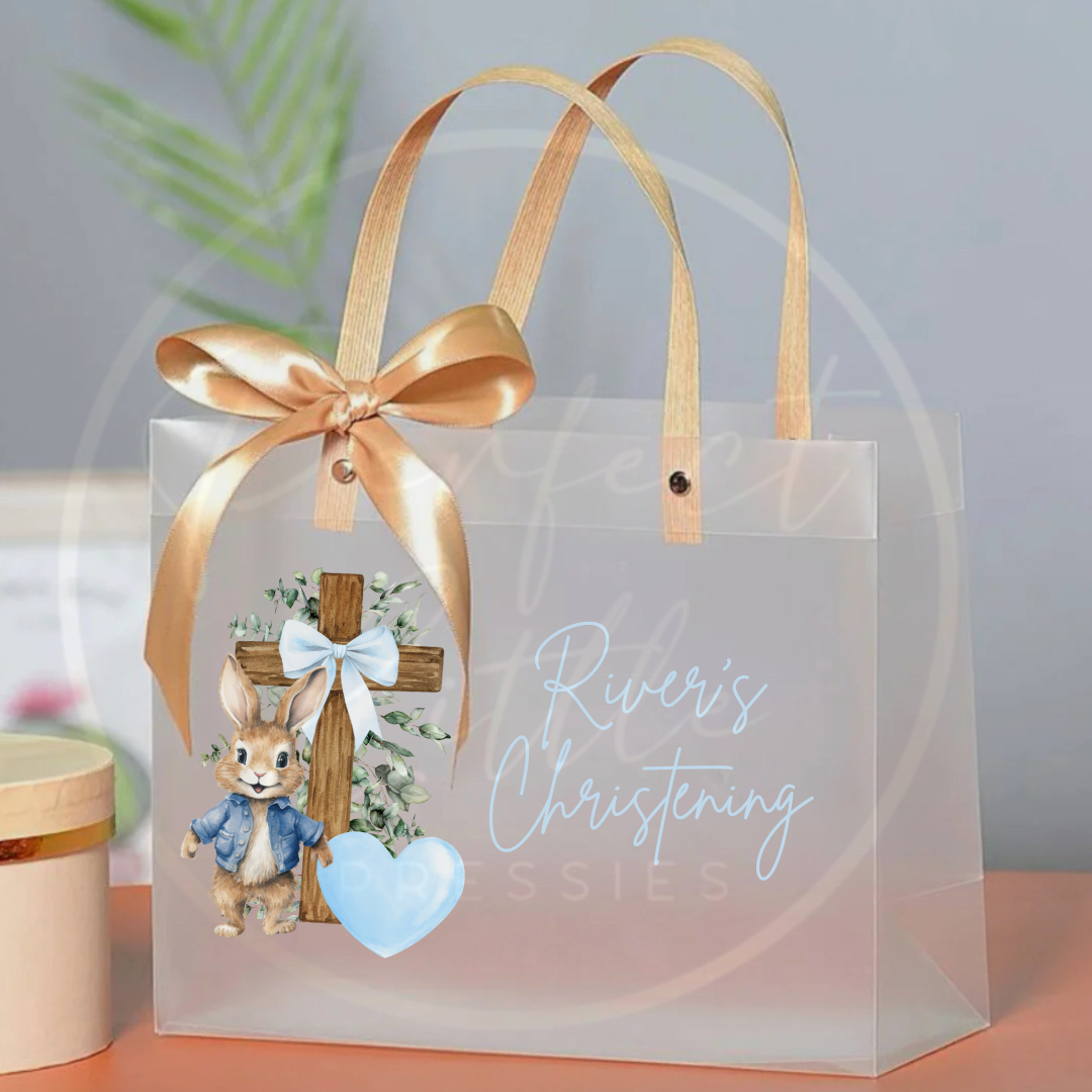 Frosted Gift Bag - Blue Flopsy Christening