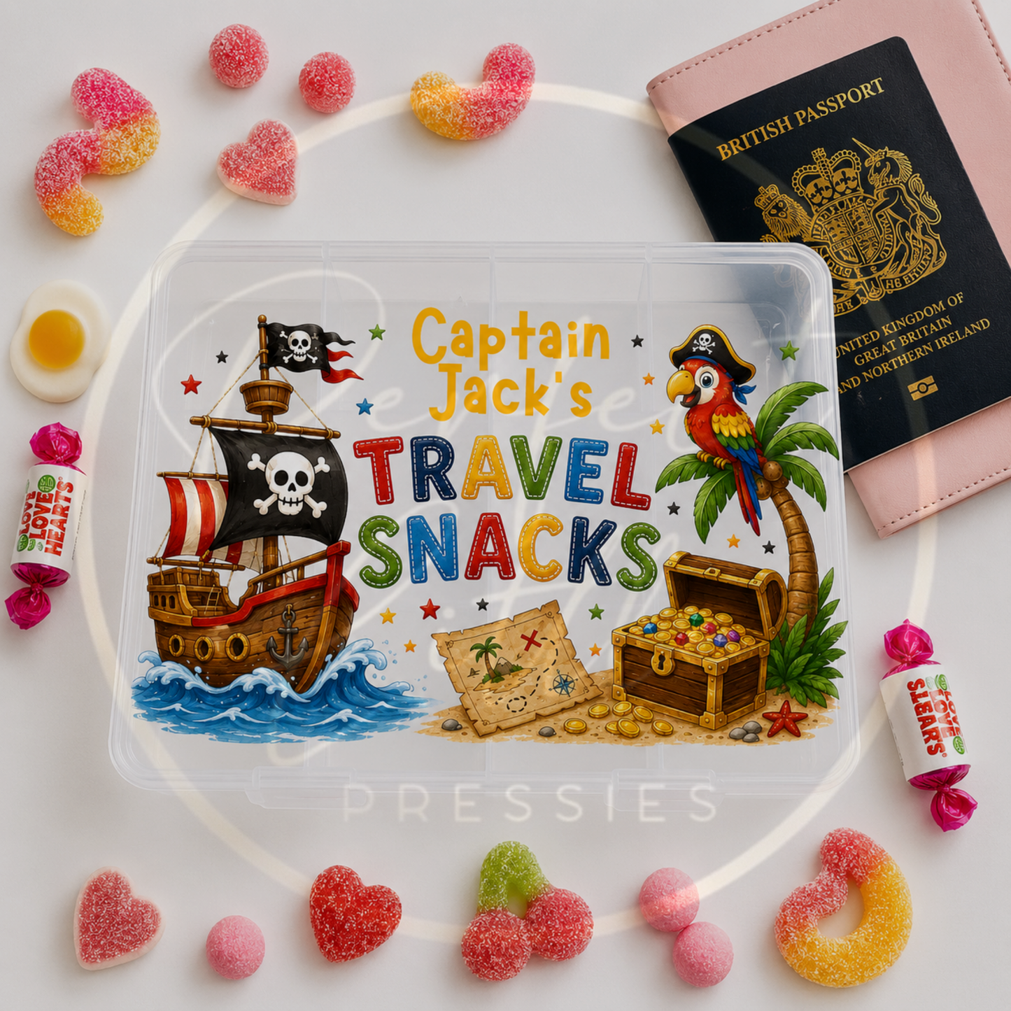 CUSTOM ADHESIVE DECAL - Pirate Travel Snacks