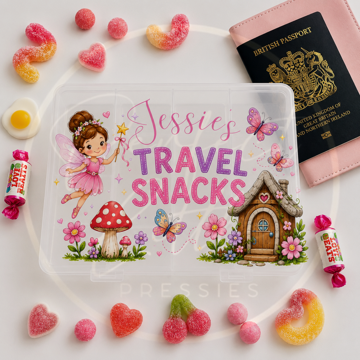 CUSTOM ADHESIVE DECAL - Fairy Garden Travel Snacks