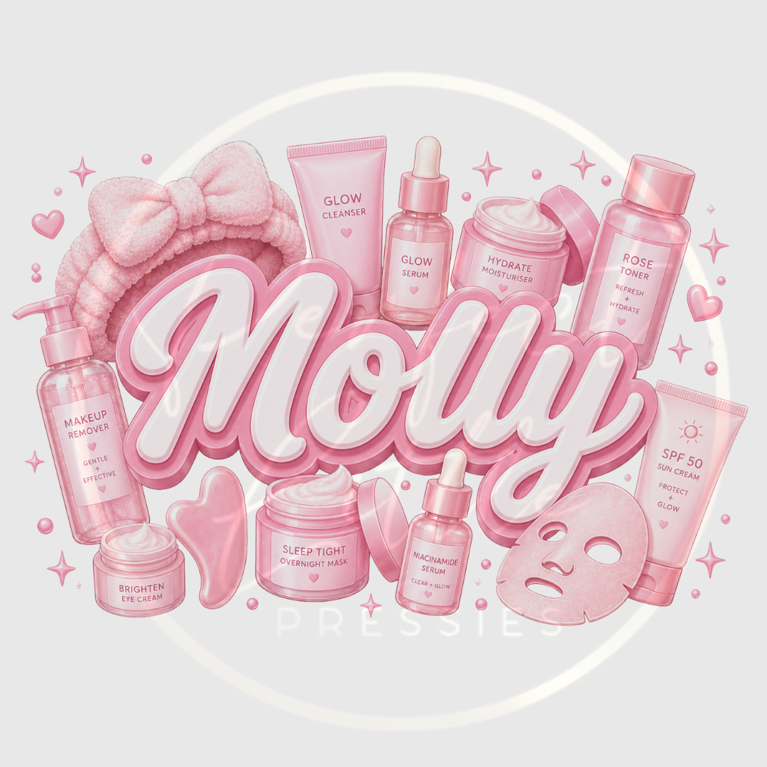 CUSTOM ADHESIVE DECAL - Pink Skincare Name