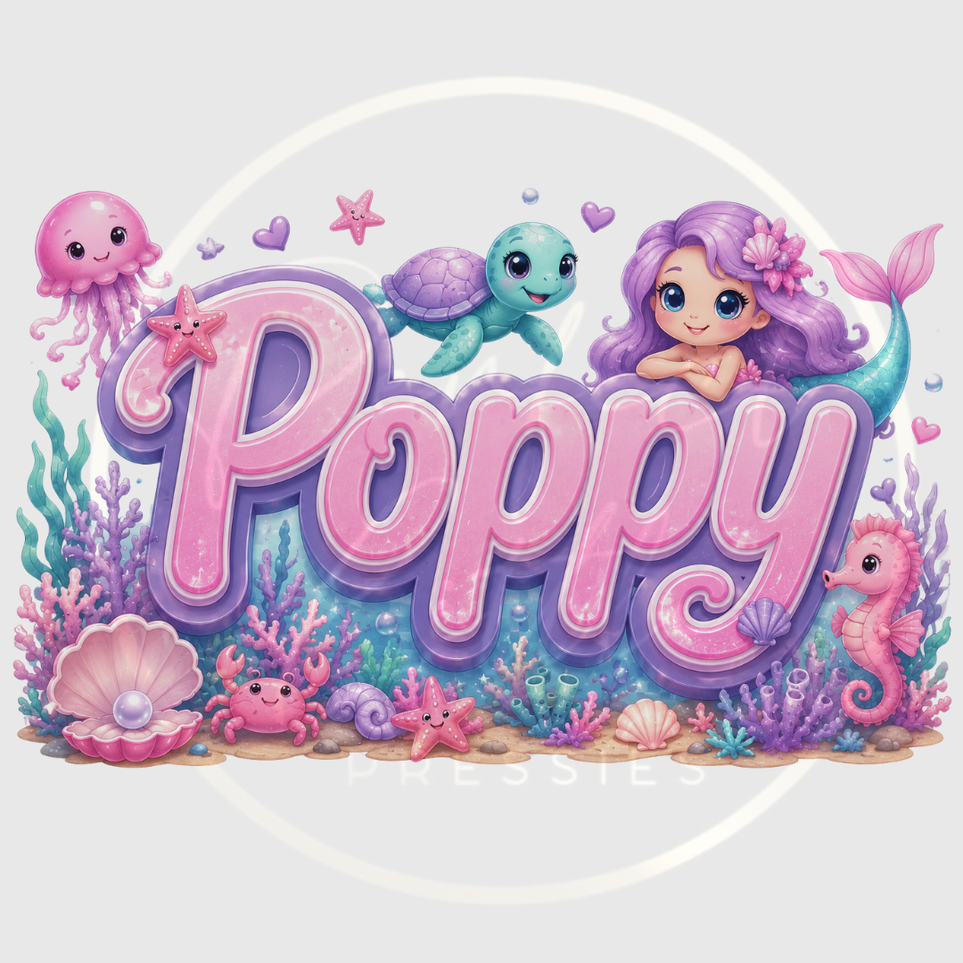 CUSTOM ADHESIVE DECAL - Pink Sea Themed Name
