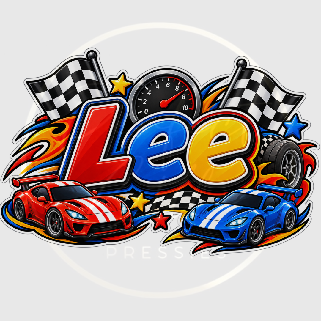 CUSTOM ADHESIVE DECAL - Race Car Name