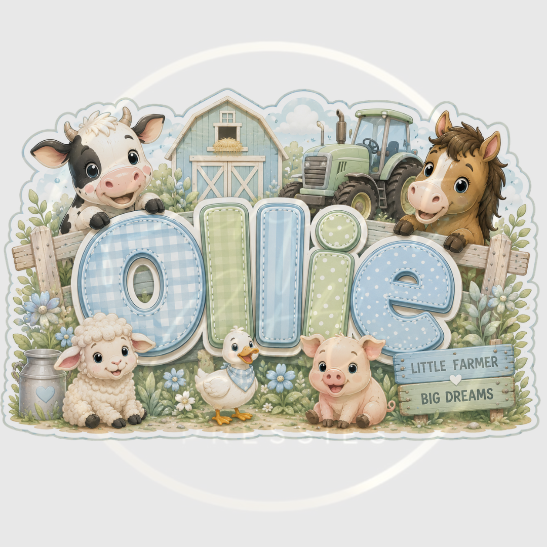 CUSTOM ADHESIVE DECAL - Pastel Blue/Green Farm Name
