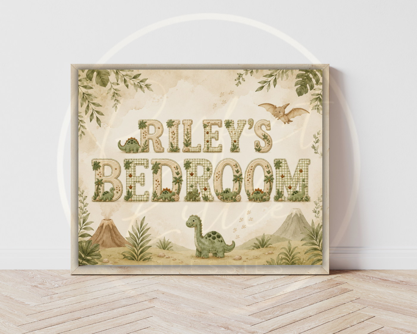 Custom Print - Dinosaur Theme Name Bedroom